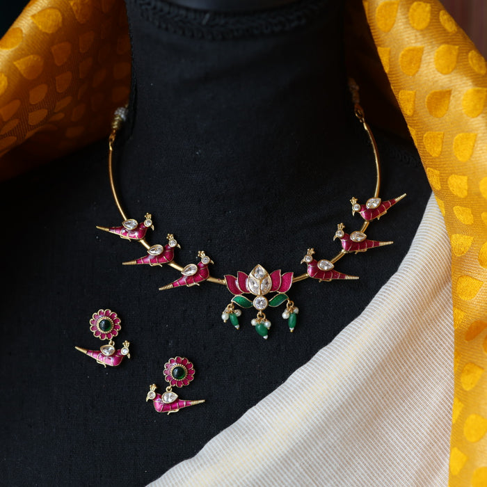 Antique short necklace and earrings SS11687