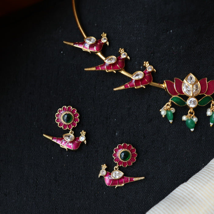 Antique short necklace and earrings SS11687