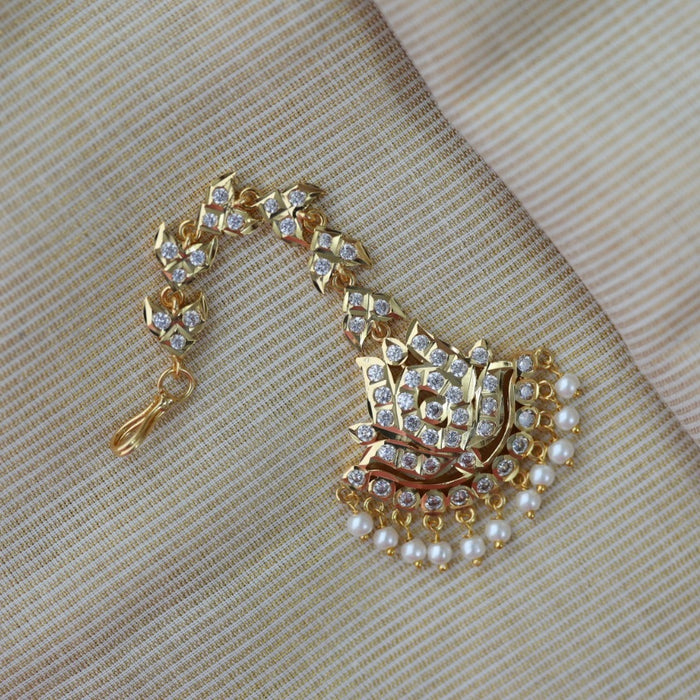 Heritage gold plated white stone tikka HT3399