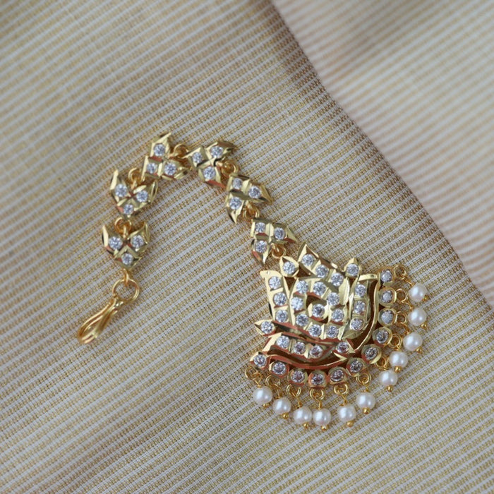 Heritage gold plated white stone tikka HT3399