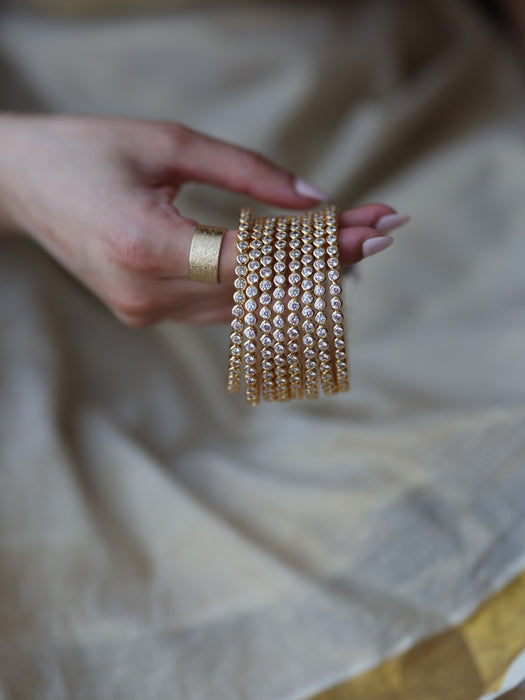 Heritage gold plated white stone bangle (1 set  of 2 bangles) HB7821