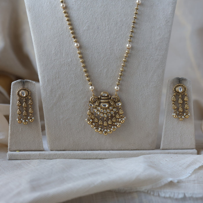 Antique gold long necklace and earrings LL026797