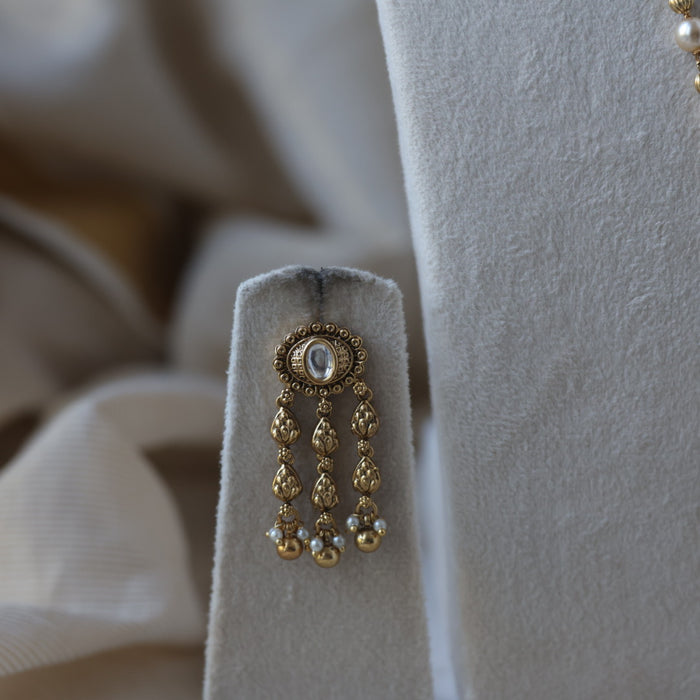 Antique gold long necklace and earrings LL026797