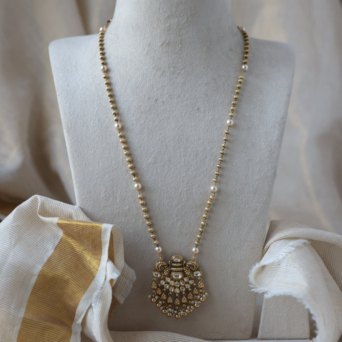 Antique gold long necklace and earrings LL026797