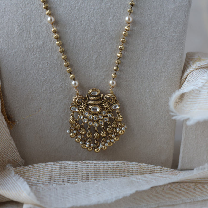 Antique gold long necklace and earrings LL026797