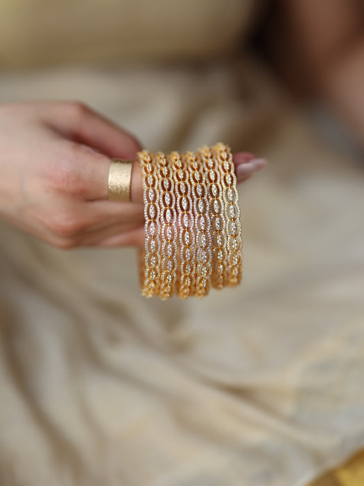 Heritage gold plated white stone bangle (1 set  of 2 bangles) HB7813