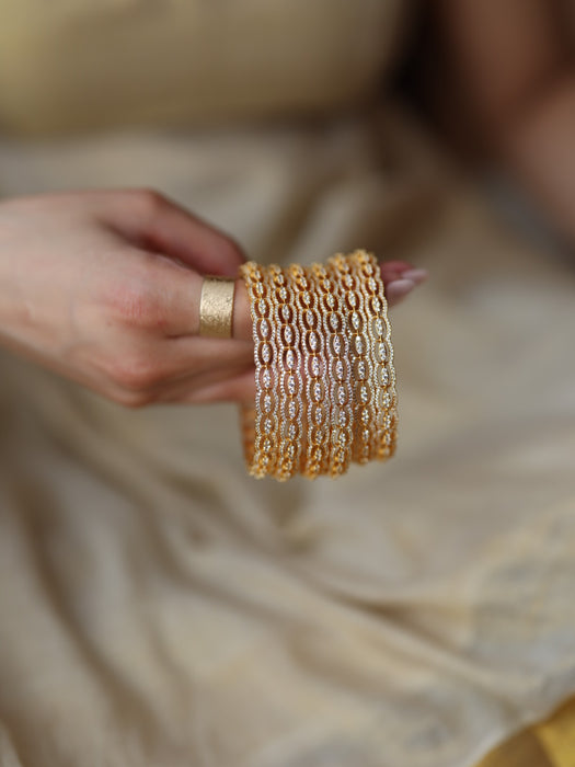 Heritage gold plated white stone bangle (1 set  of 2 bangles) HB7813