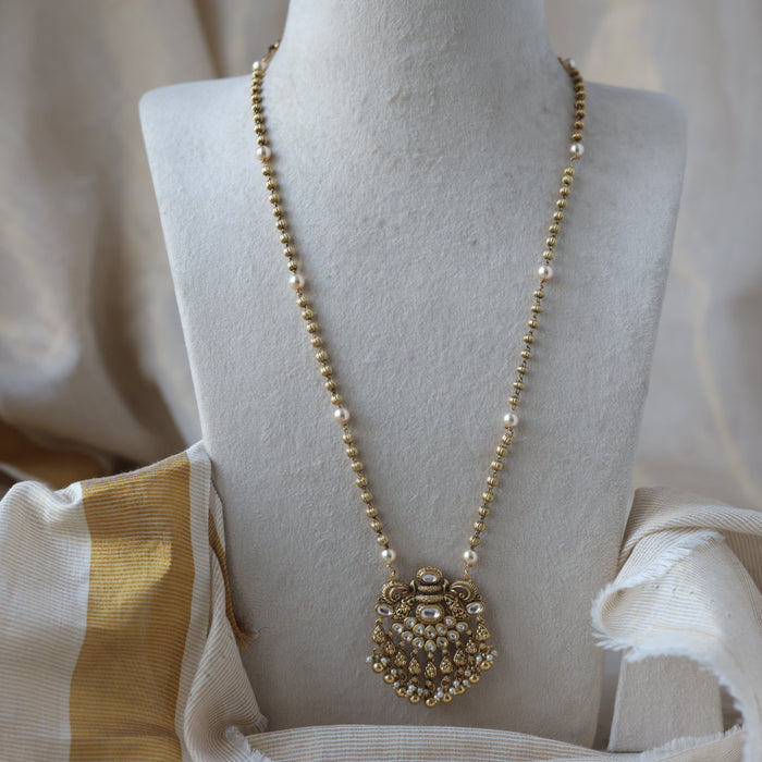 Antique gold long necklace and earrings LL026797