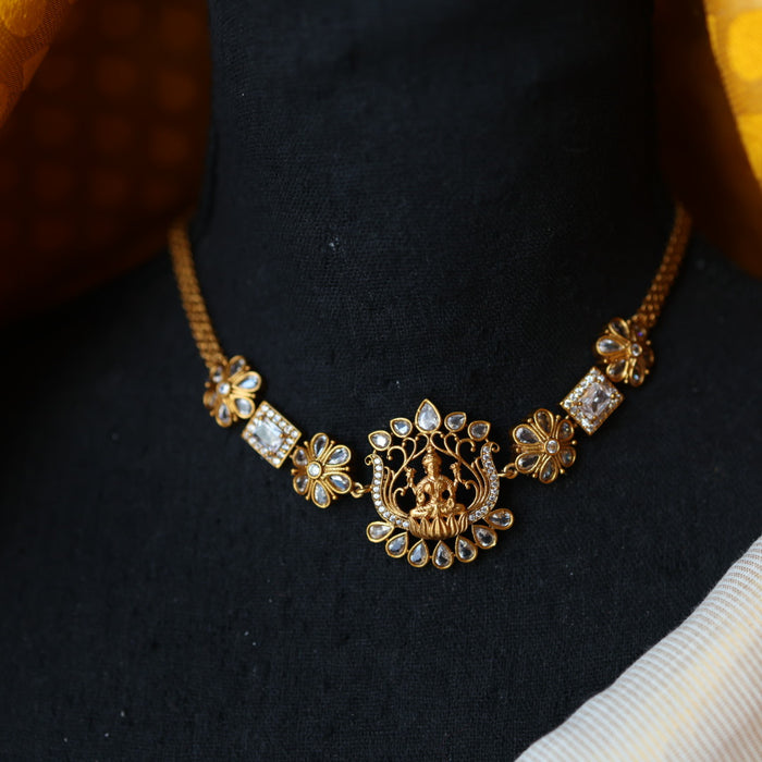 Antique white stone choker necklace and earrings CCB16789