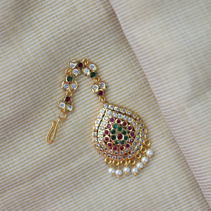 Heritage gold plated multi stone tikka HT39922