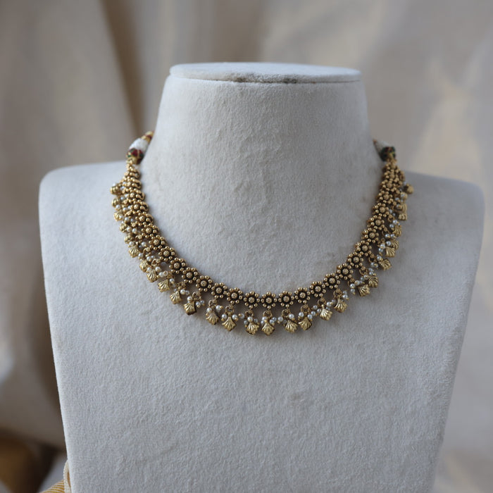 Antique gold short necklace and earrings G11893