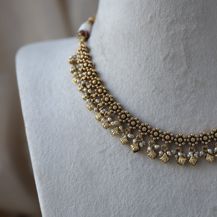 Antique gold short necklace and earrings G11893