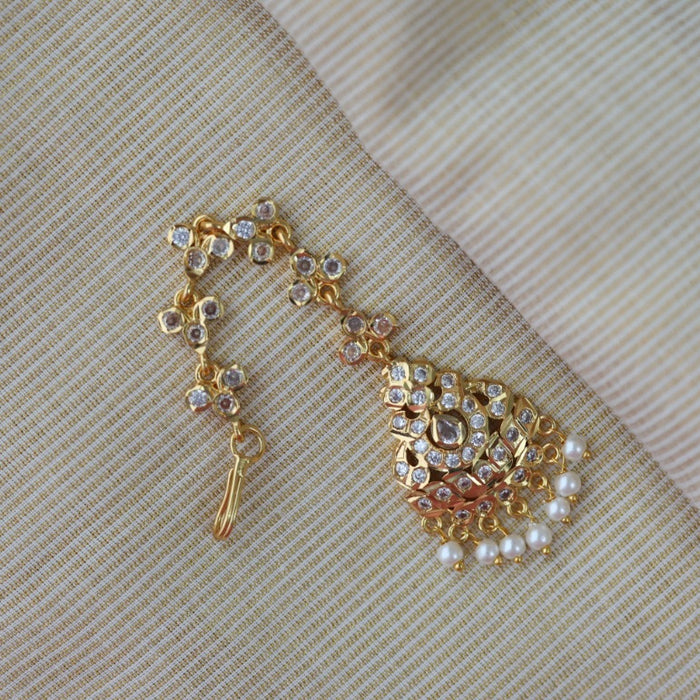 Heritage gold plated white stone tikka HT7322