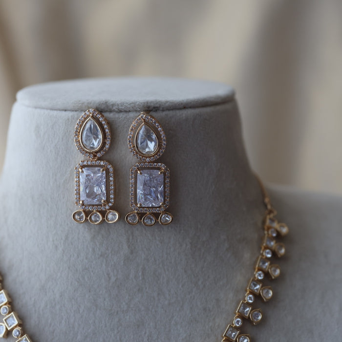 Kundan white stone short necklace with earrings MS1799