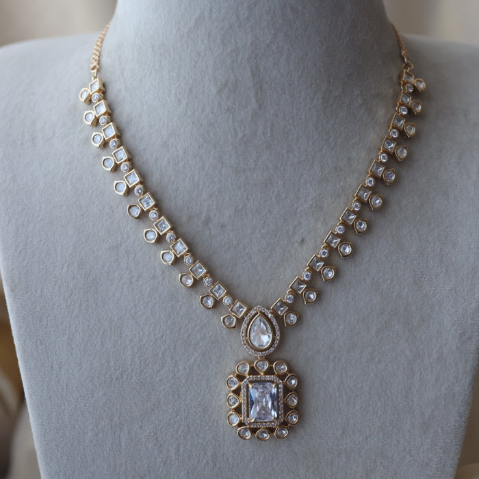Kundan white stone short necklace with earrings MS1799