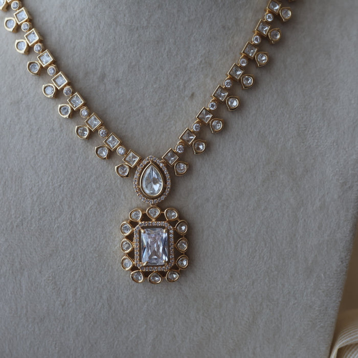 Kundan white stone short necklace with earrings MS1799