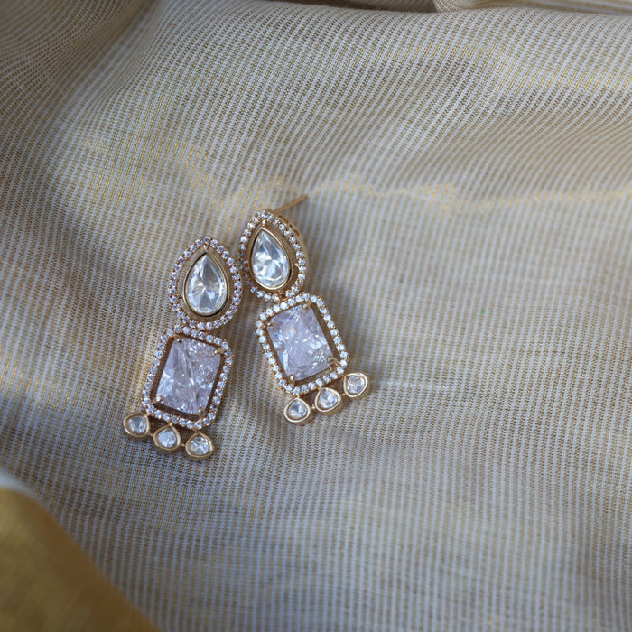 Kundan white stone short necklace with earrings MS1799