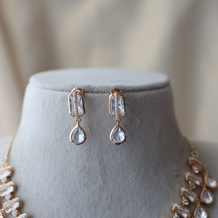 Kundan white stone short necklace with earrings MS1356