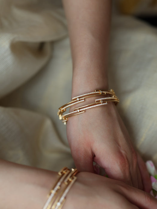 Heritage gold plated white stone bangle (1 set  of 2 bangles) HB214