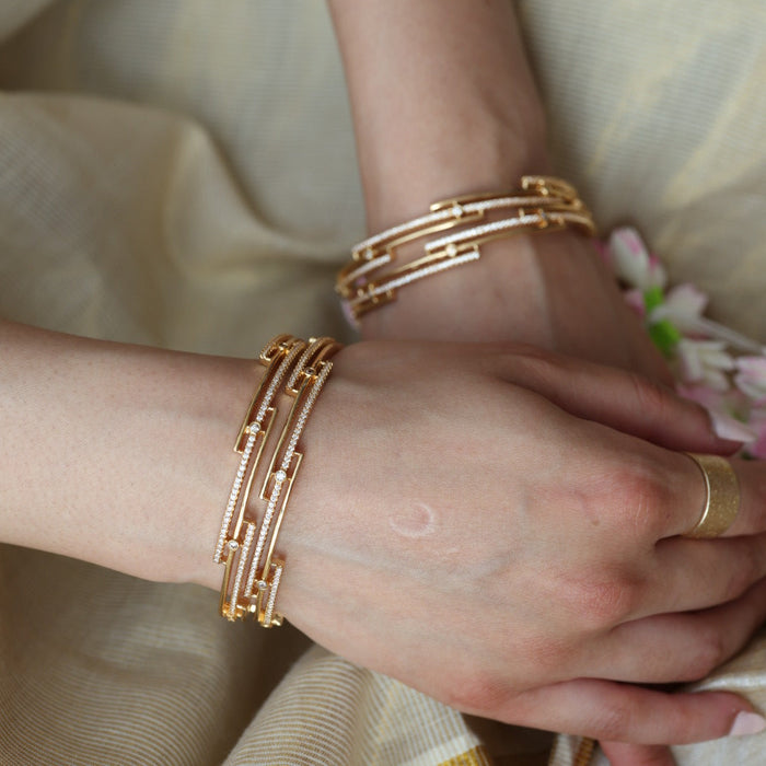 Heritage gold plated white stone bangle (1 set  of 2 bangles) HB214