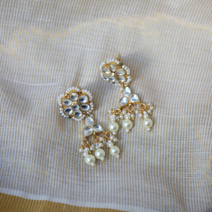 Kundan white stone short necklace with earrings MS778