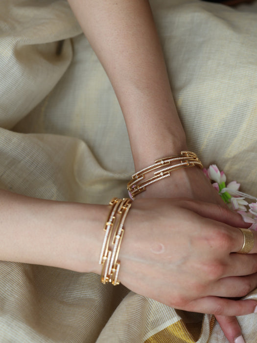 Heritage gold plated white stone bangle (1 set  of 2 bangles) HB214