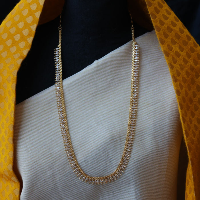 Heritage gold plated white stone long necklace HL5582