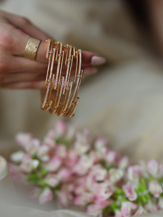 Heritage gold plated white stone bangle (1 set  of 2 bangles) HB214