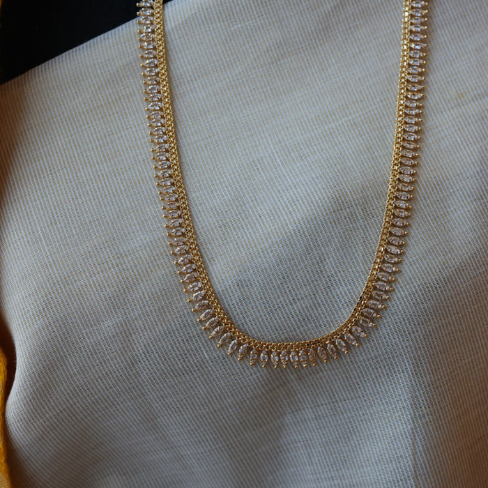 Heritage gold plated white stone long necklace HL5582