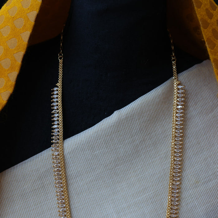 Heritage gold plated white stone long necklace HL5582