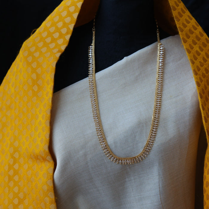 Heritage gold plated white stone long necklace HL5582