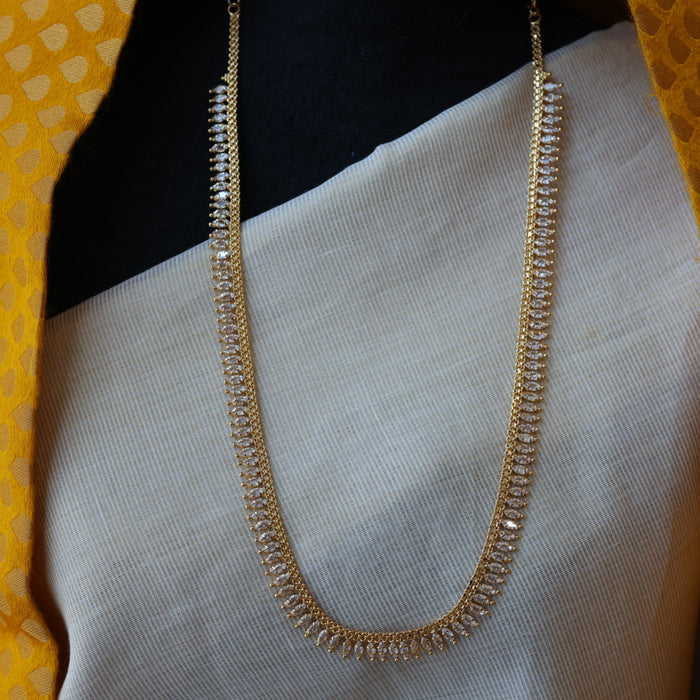Heritage gold plated white stone long necklace HL5582