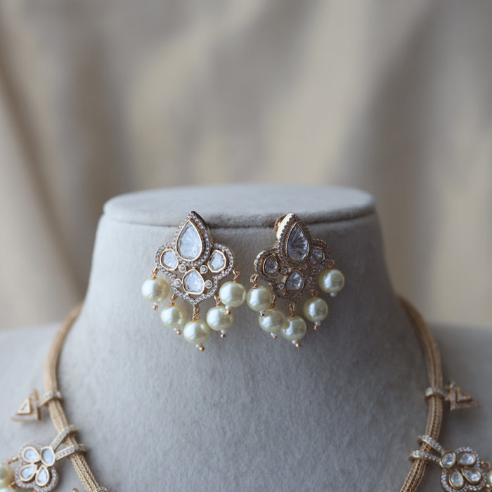 Kundan white stone short necklace with earrings MS5678