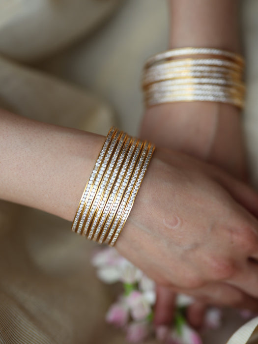 Heritage gold plated white stone bangle (1 set  of 4 bangles) HB2754