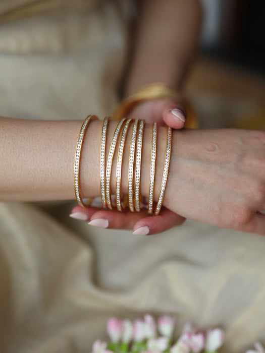 Heritage gold plated white stone bangle (1 set  of 4 bangles) HB2754