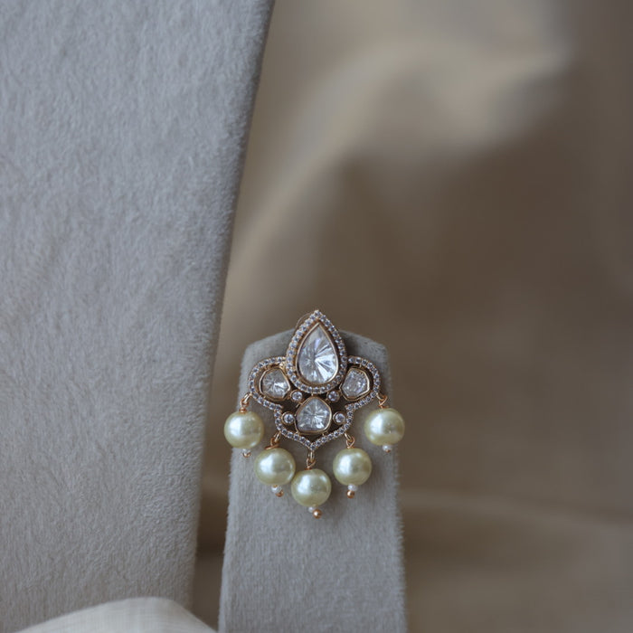 Kundan white stone short necklace with earrings MS5678