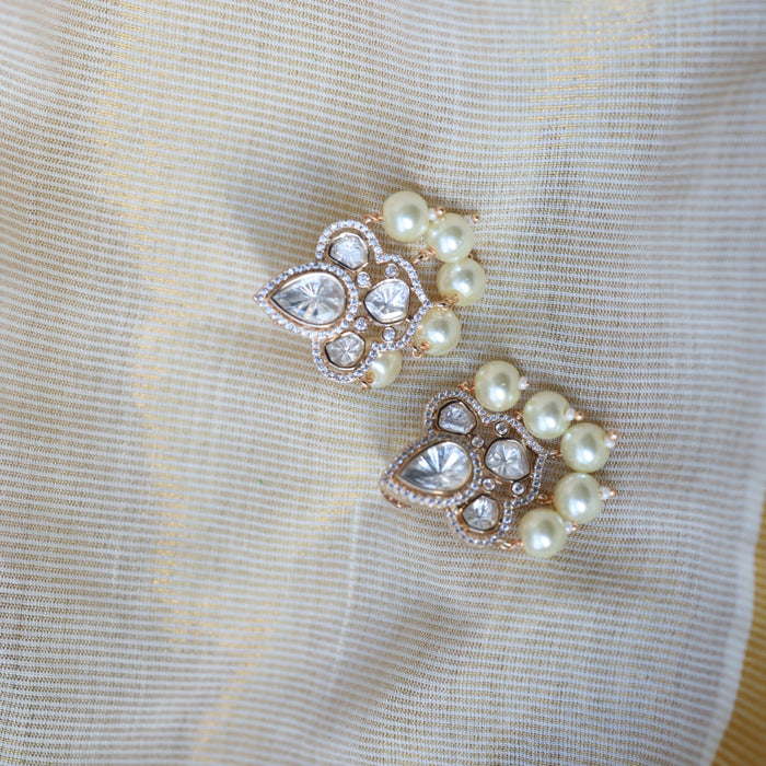 Kundan white stone short necklace with earrings MS5678
