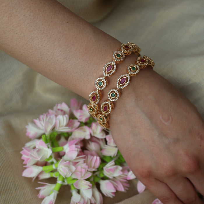 Heritage gold plated multi stone bangle (1 set  of 2 bangles) HB225
