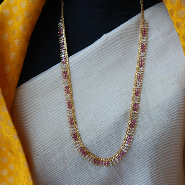 Heritage gold plated ruby white stone long necklace HL5582