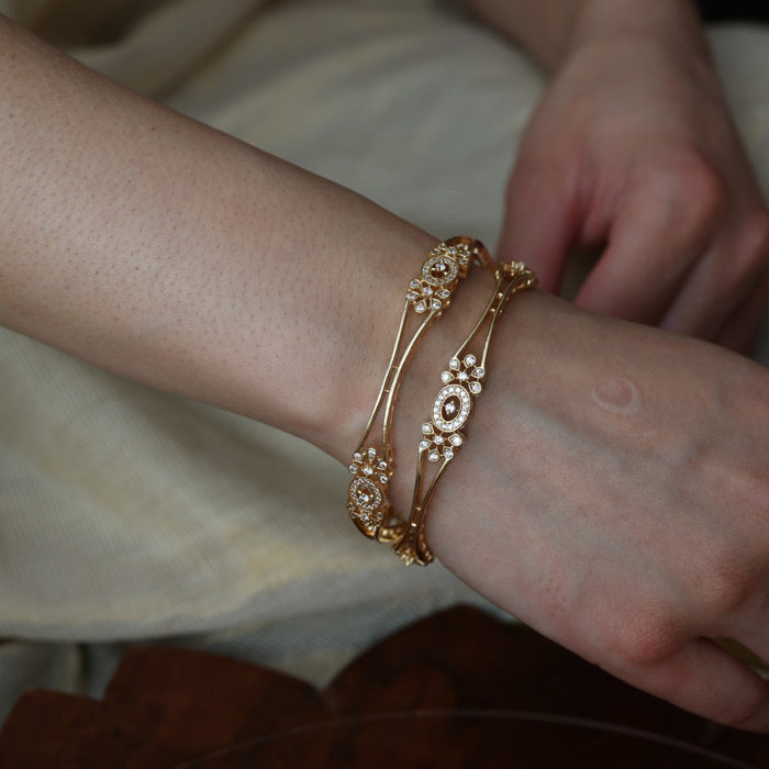 Heritage gold plated white stone bangle (1 set  of 2 bangles) HB208