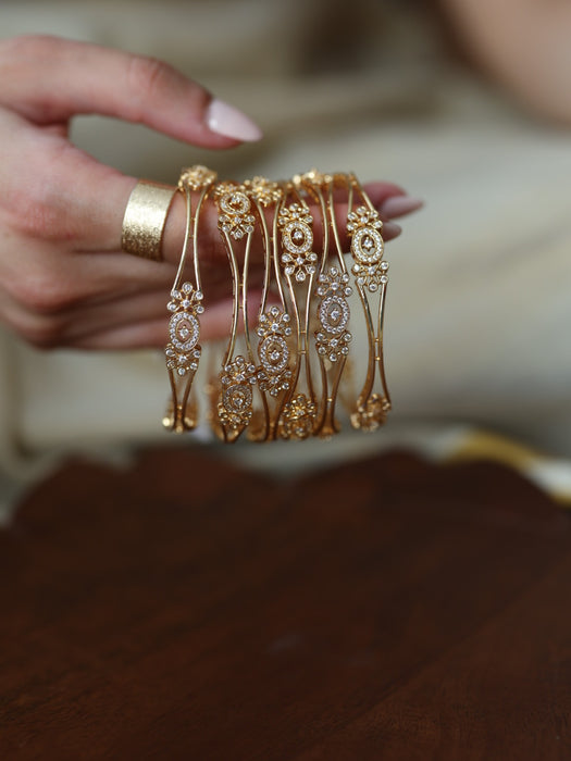 Heritage gold plated white stone bangle (1 set  of 2 bangles) HB208