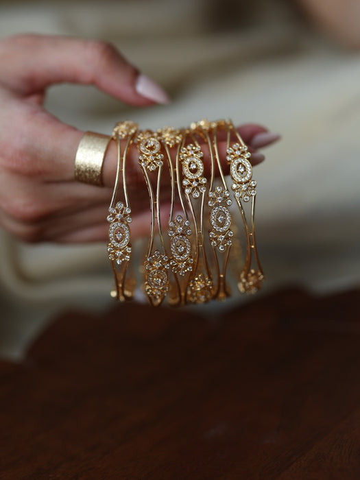 Heritage gold plated white stone bangle (1 set  of 2 bangles) HB208