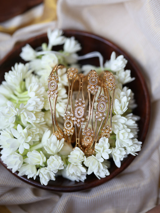 Heritage gold plated white stone bangle (1 set  of 2 bangles) HB208