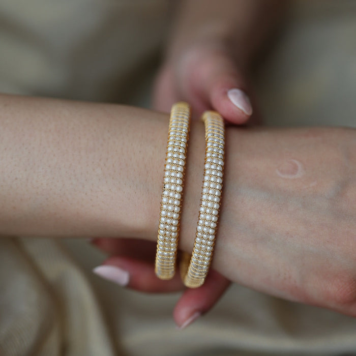 Heritage gold plated pearl bangle (1 set  of 2 bangles) HB201