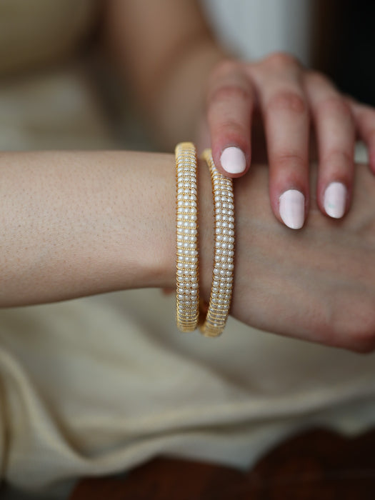 Heritage gold plated pearl bangle (1 set  of 2 bangles) HB201