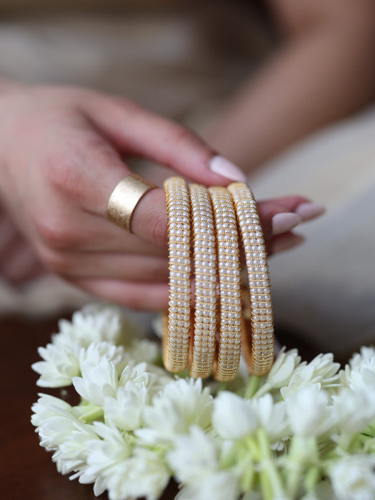 Heritage gold plated pearl bangle (1 set  of 2 bangles) HB201