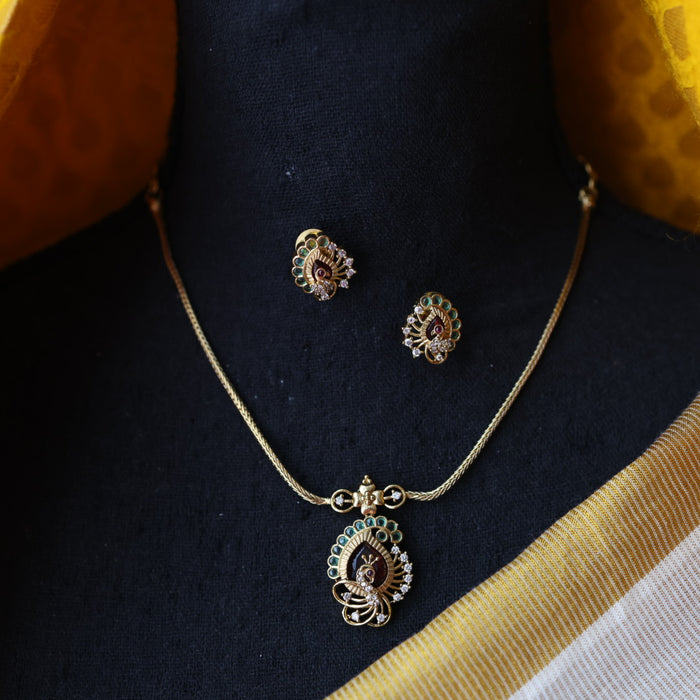 Antique ruby stone short necklace and earrings SS10221
