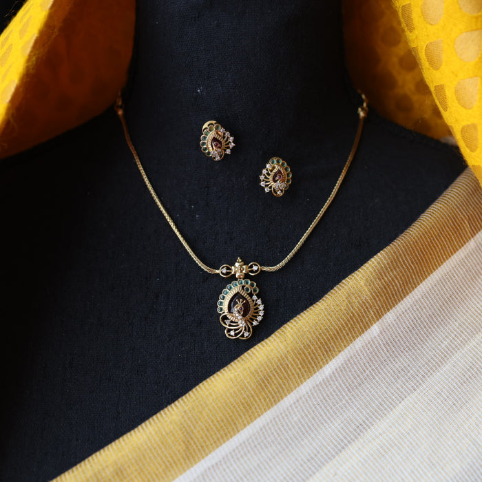 Antique ruby stone short necklace and earrings SS10221