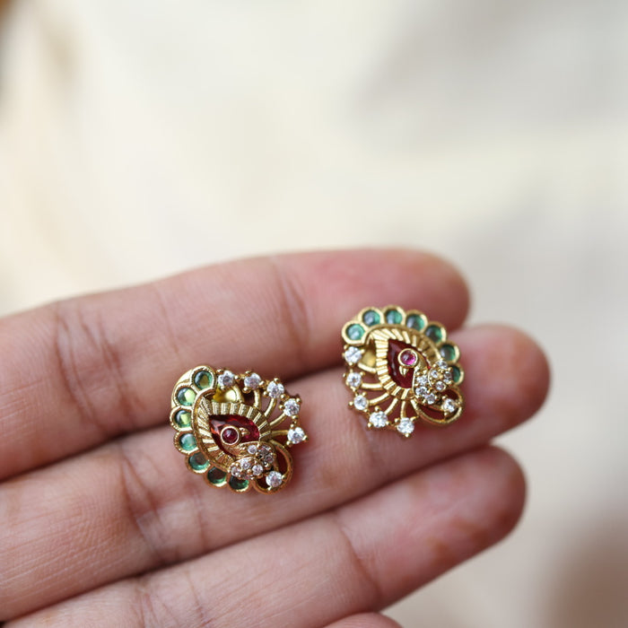 Antique ruby stone short necklace and earrings SS10221