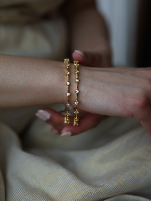 Heritage gold plated white stone bangle (1 set  of 2 bangles) HB230